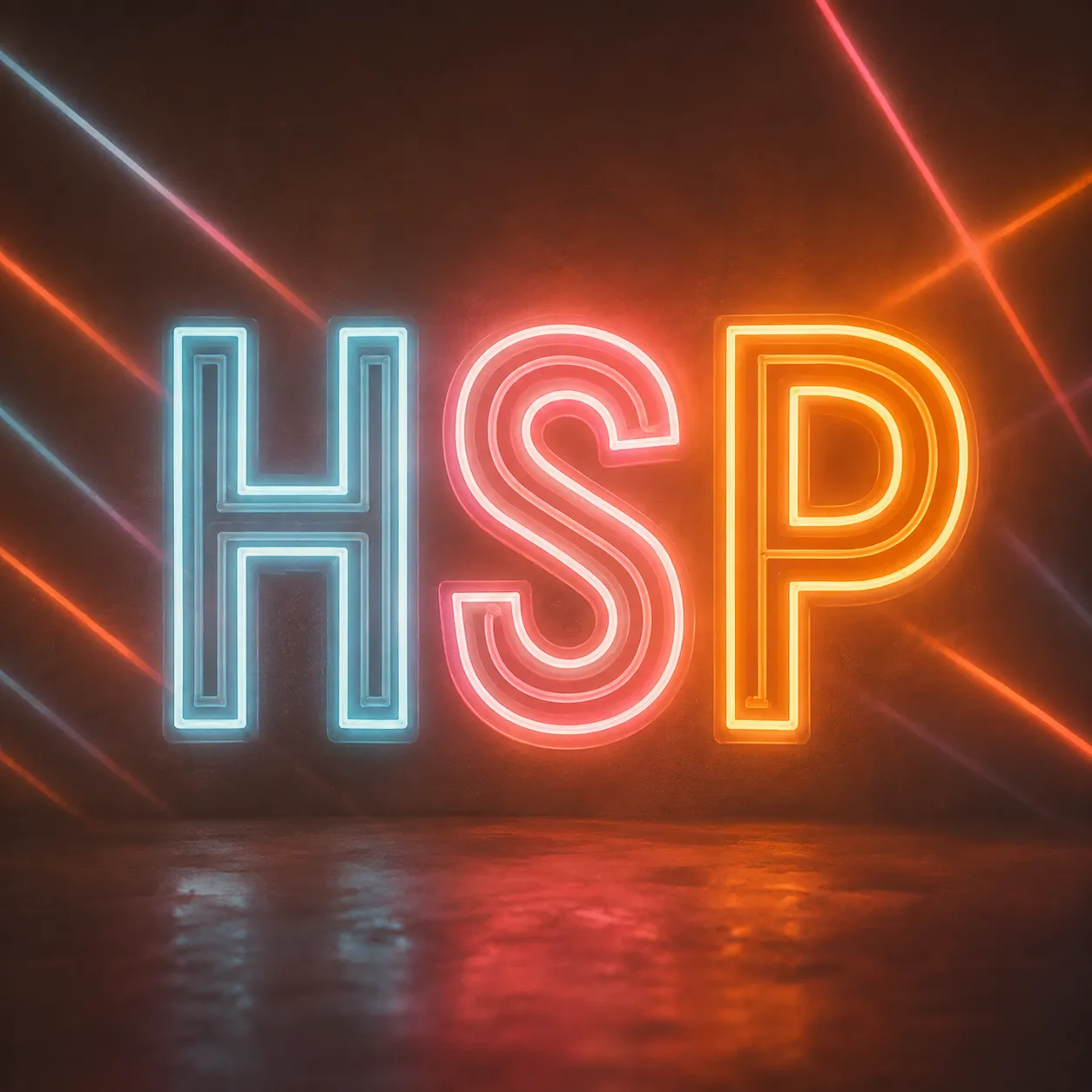 שלט ניאון צבעוני עם האותיות HSP